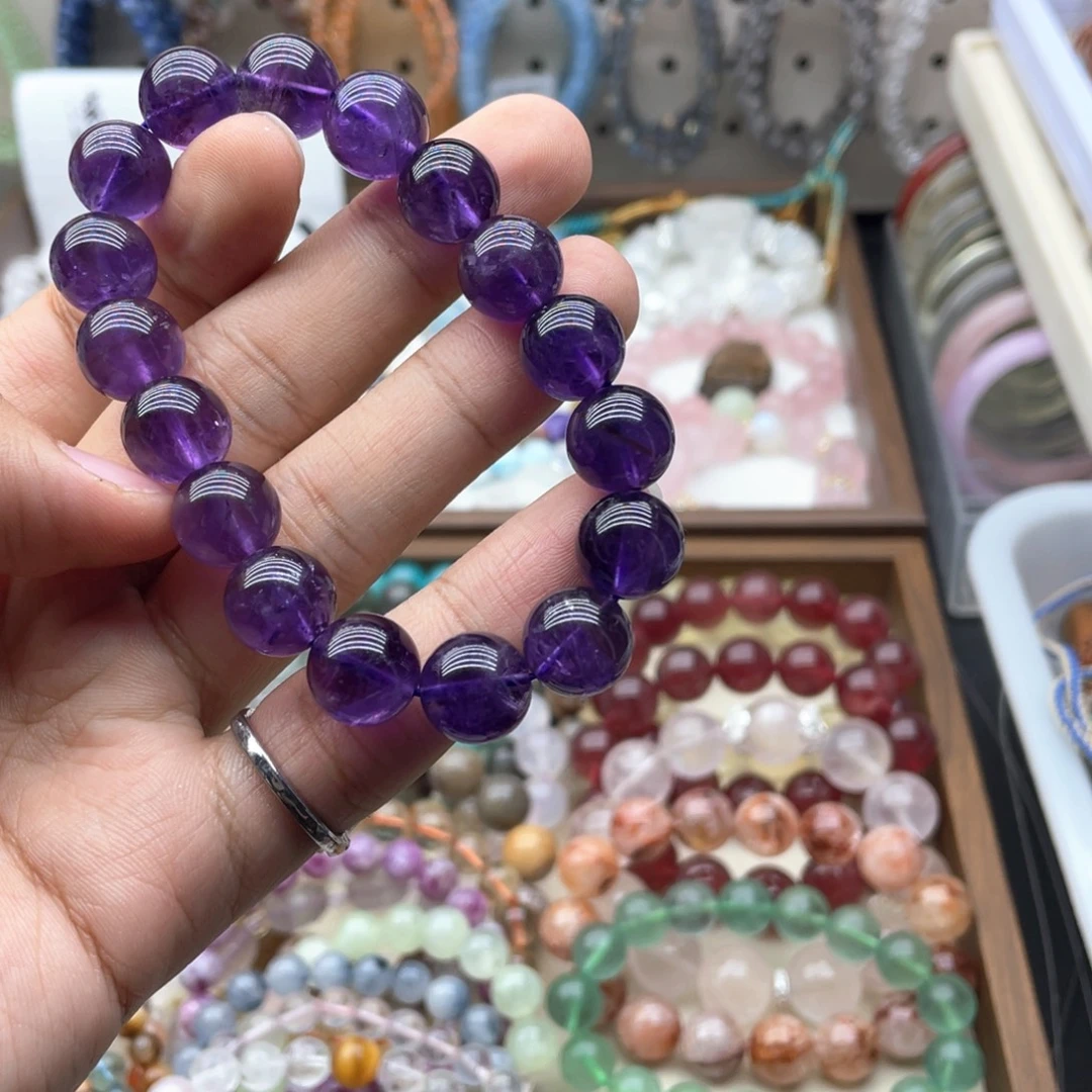 烟晶手链未镶嵌13咪紫水晶