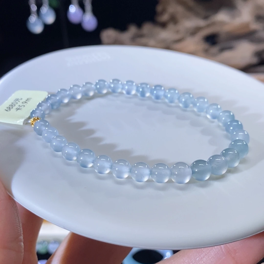 翡翠未镶嵌颈饰翡翠18k金冰蓝小珠手串买断价