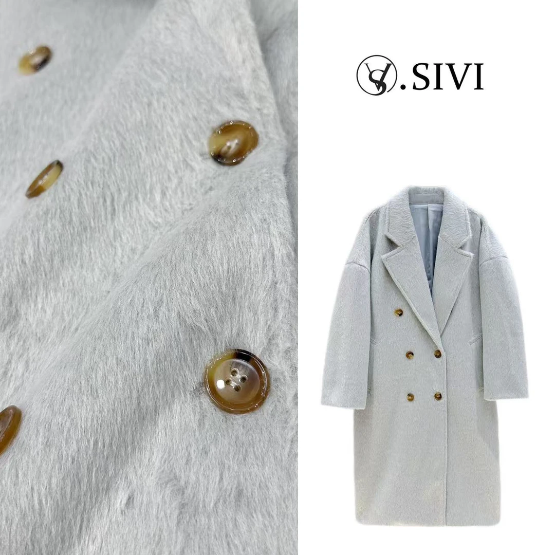 熙薇轻奢气质大衣【广岛之恋】冬季新款时尚休闲外套F7568