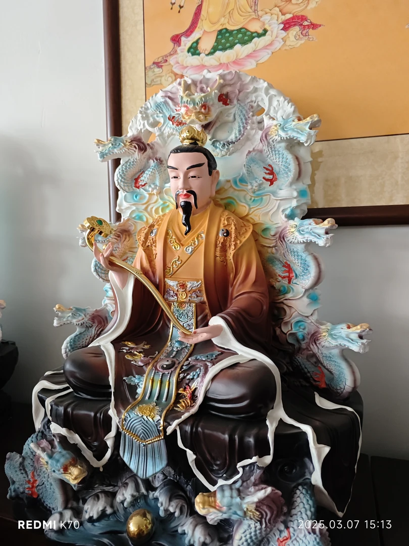【紫霄】灵宝天尊16寸树脂九龙坐椅供桌工艺品高端大气上档次