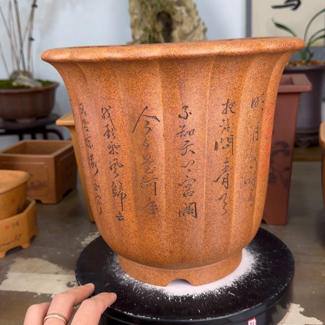 深***蓝紫砂花盆紫砂花盆