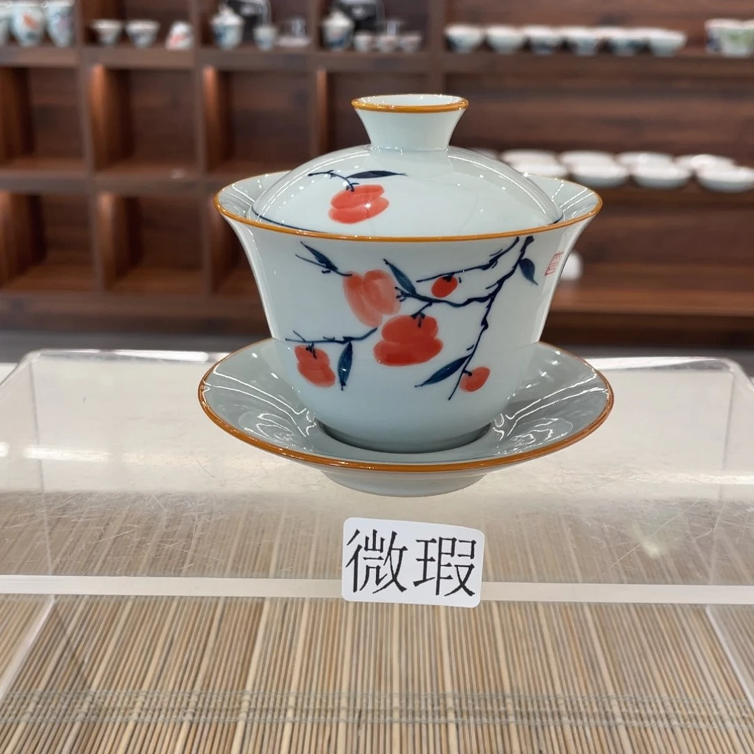 釉下手绘茶具微瑕