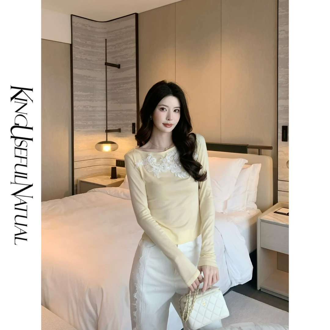 KUN【甜梦打底】点睛搭配 立体十字罗纹肌理一字领舒适保暖上衣