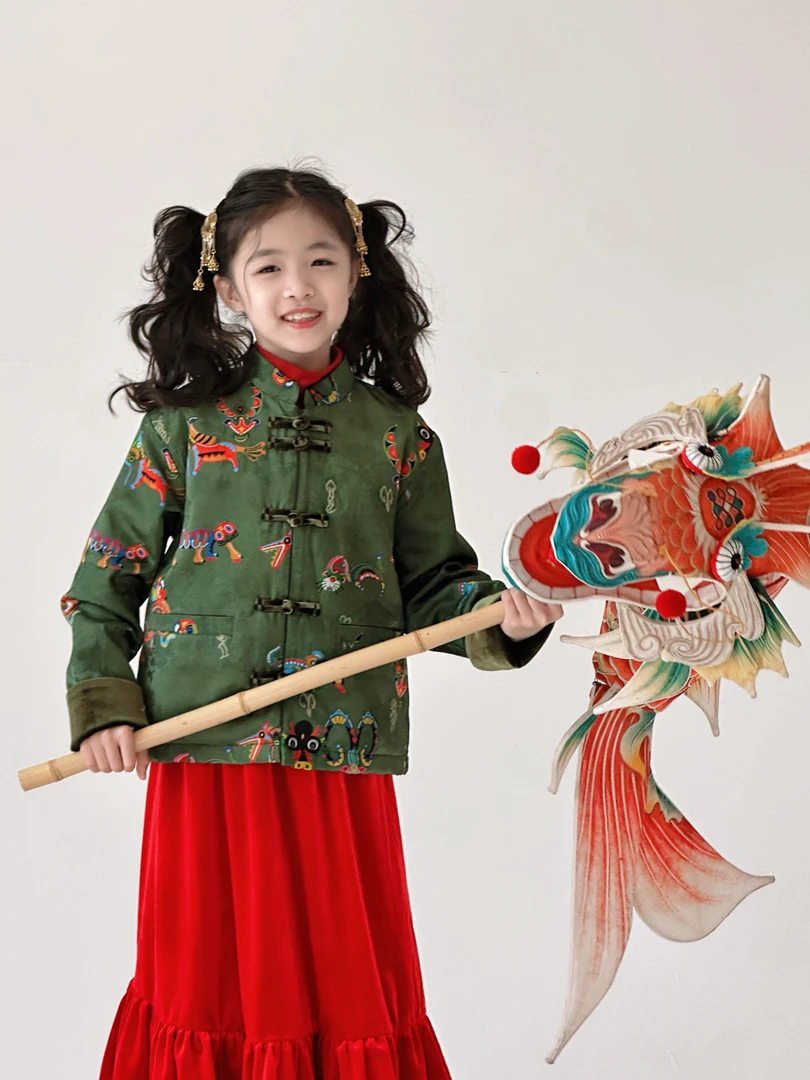 『十二生肖』国风高定手工彩绘100%人丝提花夹棉外套 中性 亲子