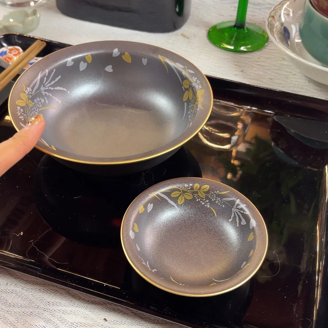 瓷片橘吉黑金磨砂草帽钵57