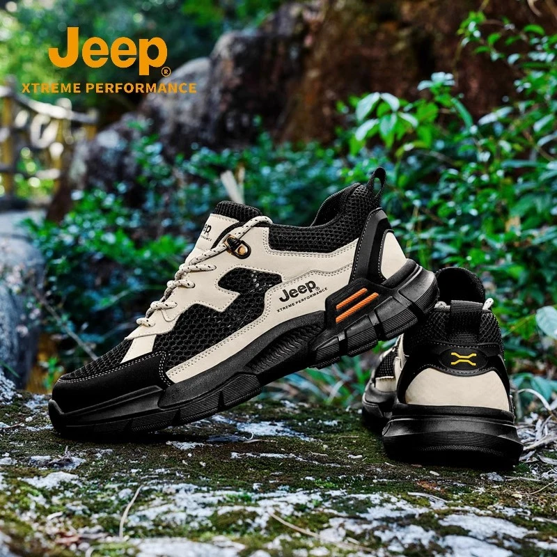 Jeep吉普官方正品户外新款登山鞋耐磨防滑网面徒步夏天凉鞋厚底鞋