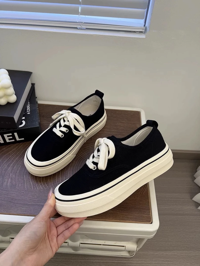 SUSU ins小众韩版春夏百搭厚底低帮休闲帆布鞋 757-1 四左4