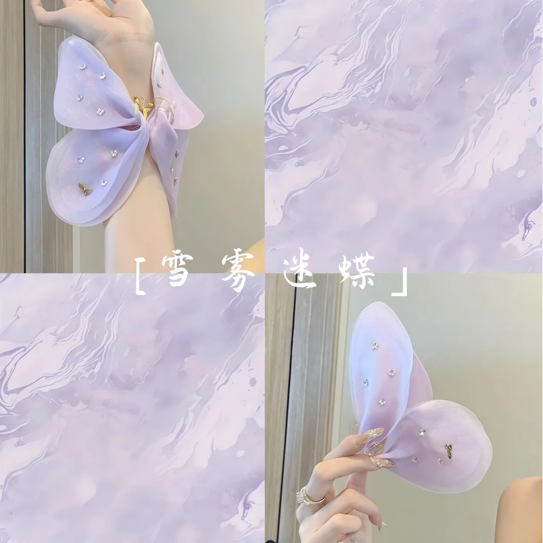新品超仙气雪雾迷蝶温柔气质亮纱蝴蝶大抓夹甜美仙女鲨鱼盘发夹