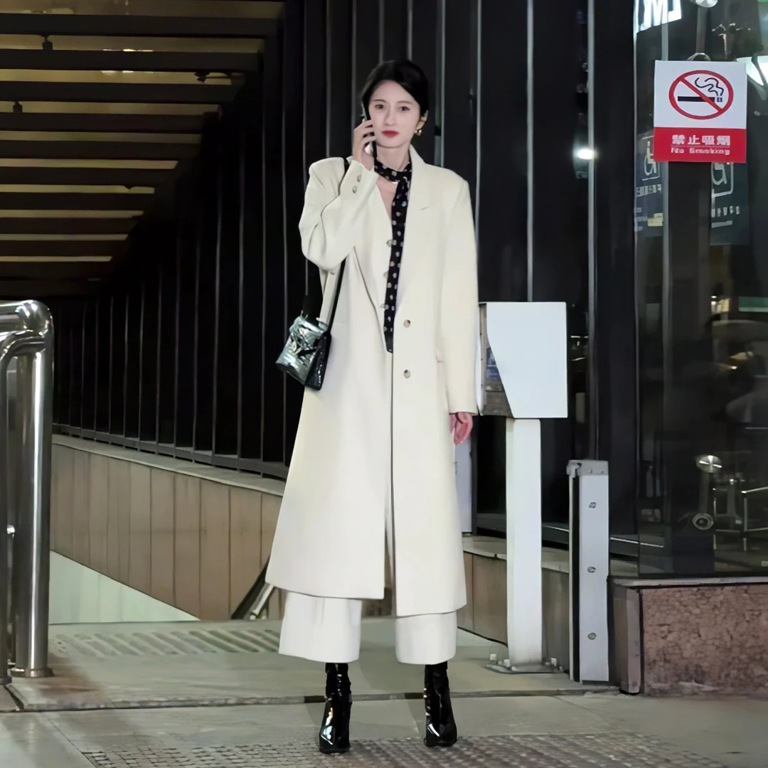 欧货时尚西装套装女2025秋冬新款夹棉风衣外套+马甲+阔腿裤三件套