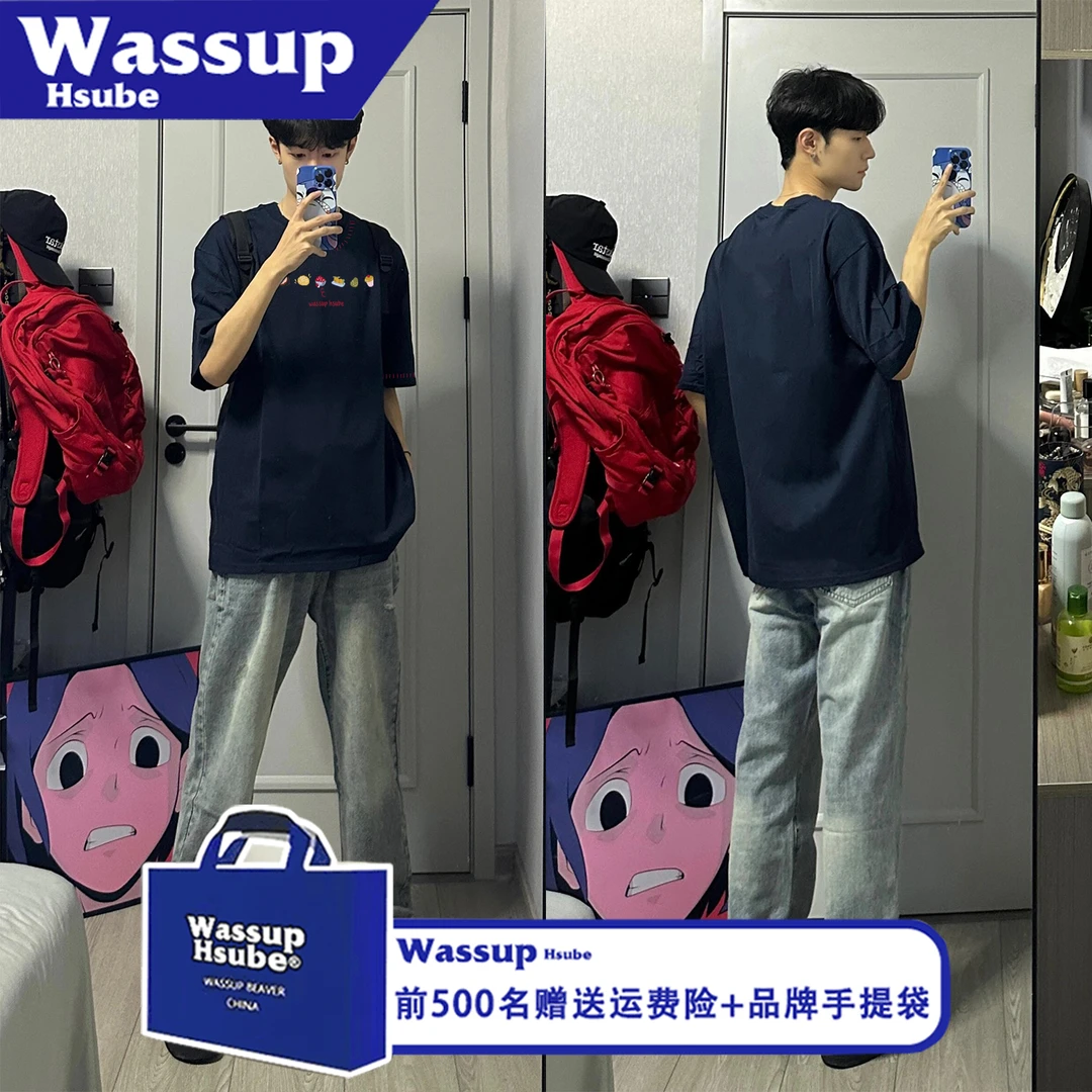 WASSUP HSUBE个性时尚简约水果字母夏季印花短袖T恤男女款纯棉tee