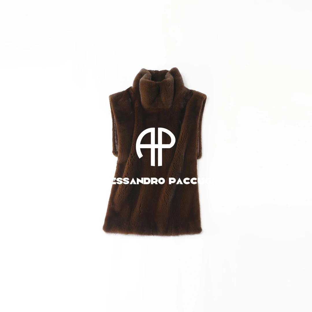 SAGA✖AP洛哥54079CS进口水貂+桑蚕丝内里高领保暖套头皮草披肩