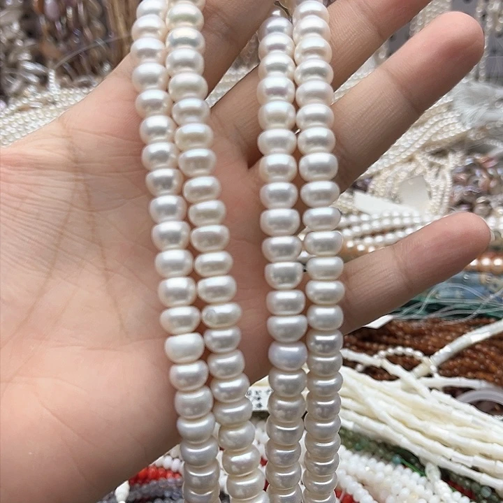 未镶嵌玛瑙/玉髓珠宝半成品9mm左右算盘珍珠（拍二发一）