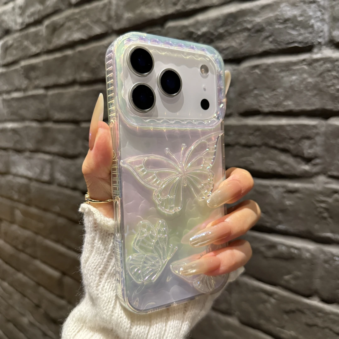 炫彩立体蝴蝶适用苹果17promax手机壳iPhone16轻奢15高级14新款13