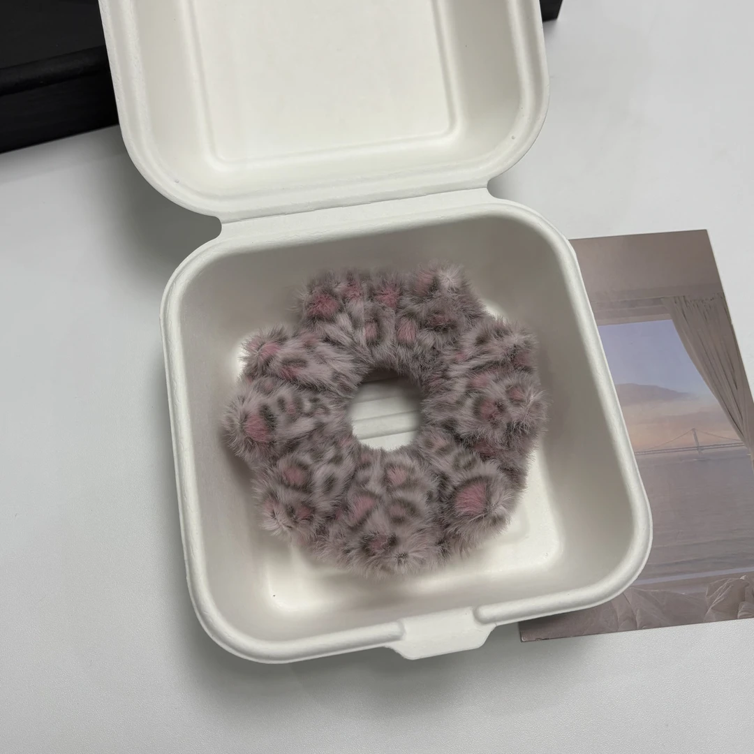 手作秋冬毛绒豹纹大肠发圈发绳头饰 满20包邮