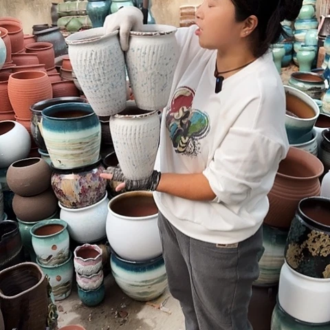 口13高20瑕疵三个盆子。