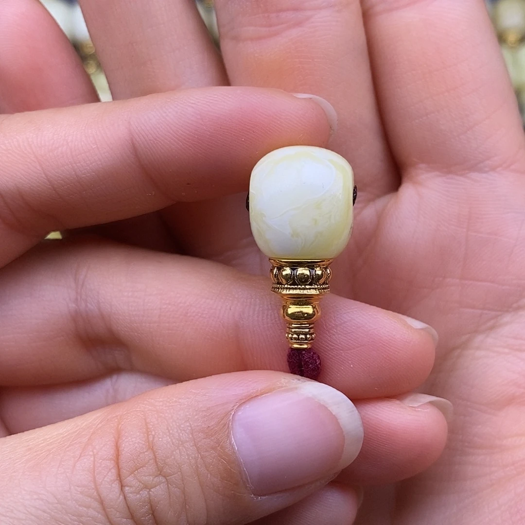琥珀18K金镶嵌裸石13mm 蜜蜡金塔三通