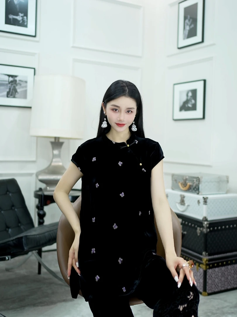 Betty Bairn【匠心/蝴蝶絮】高定桑蚕丝无袖长款上衣25B-BW10866