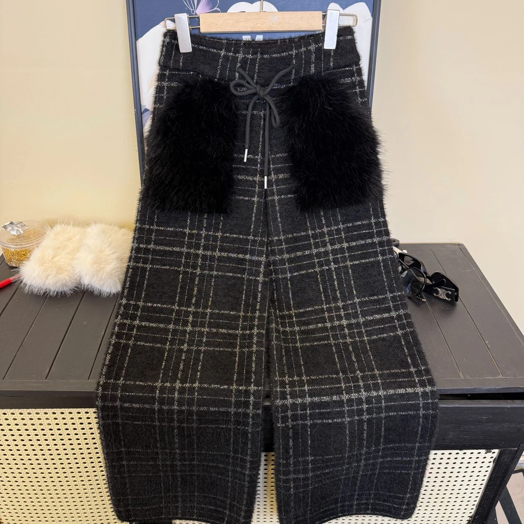 【王哥精选】拼接花边韩系休闲裤秋冬百搭松紧腰直筒裤-韩国八号