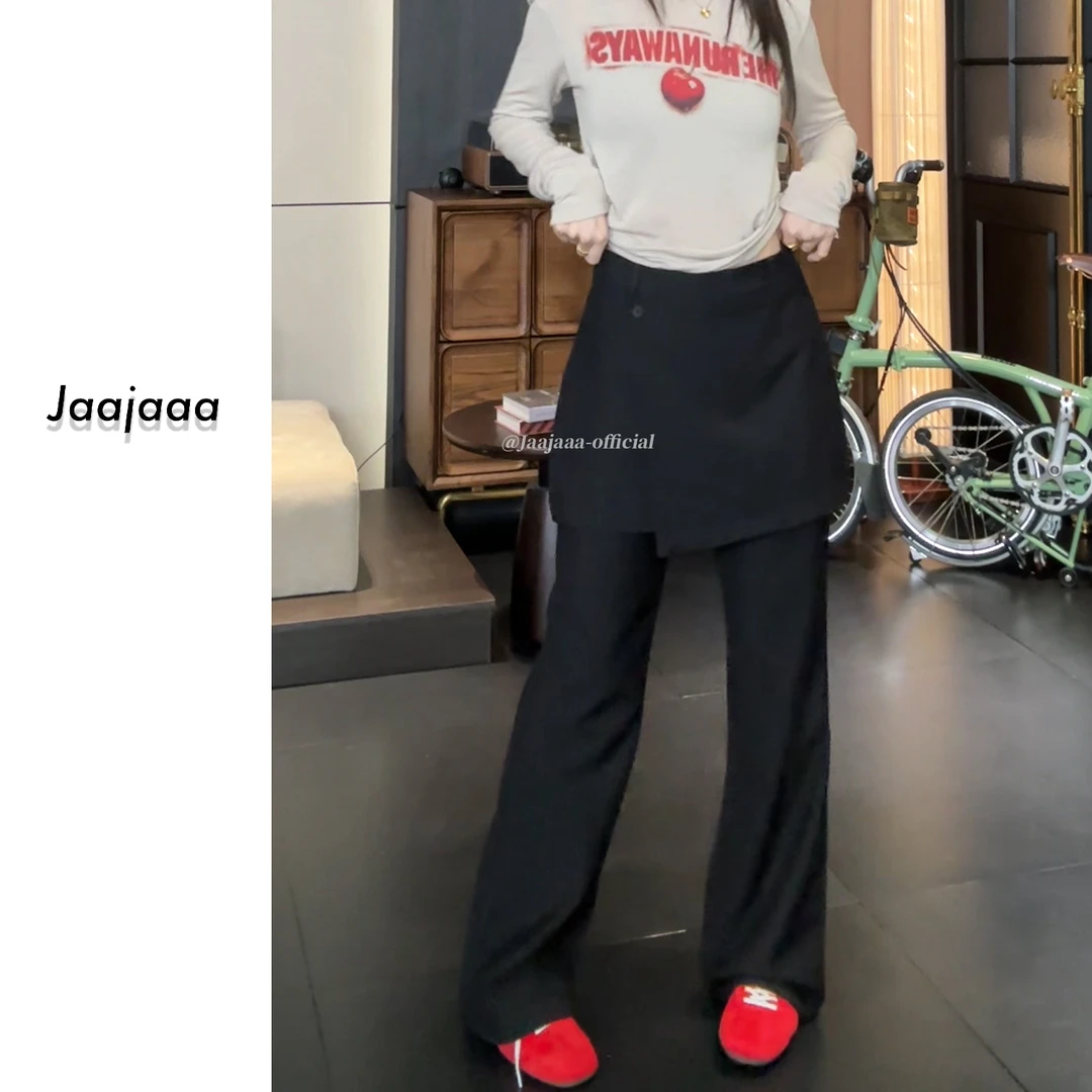 Jaajaaa漫游罗马   小众设计时尚修身显瘦屁帘休闲裤/IIFC