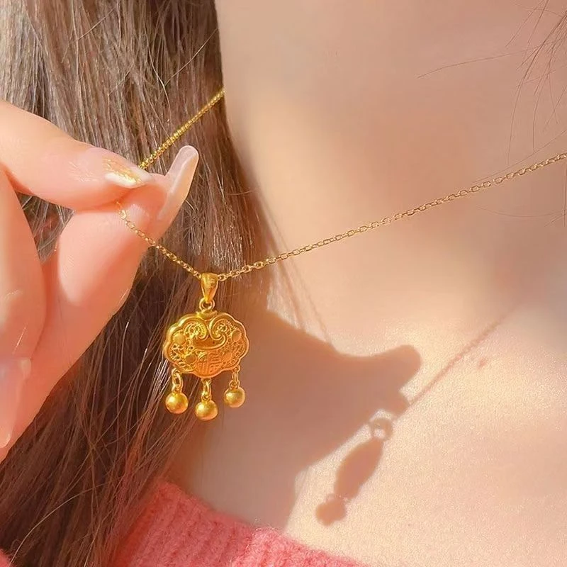 项链福牌铃铛如意平安锁吊坠新中式国风长命锁