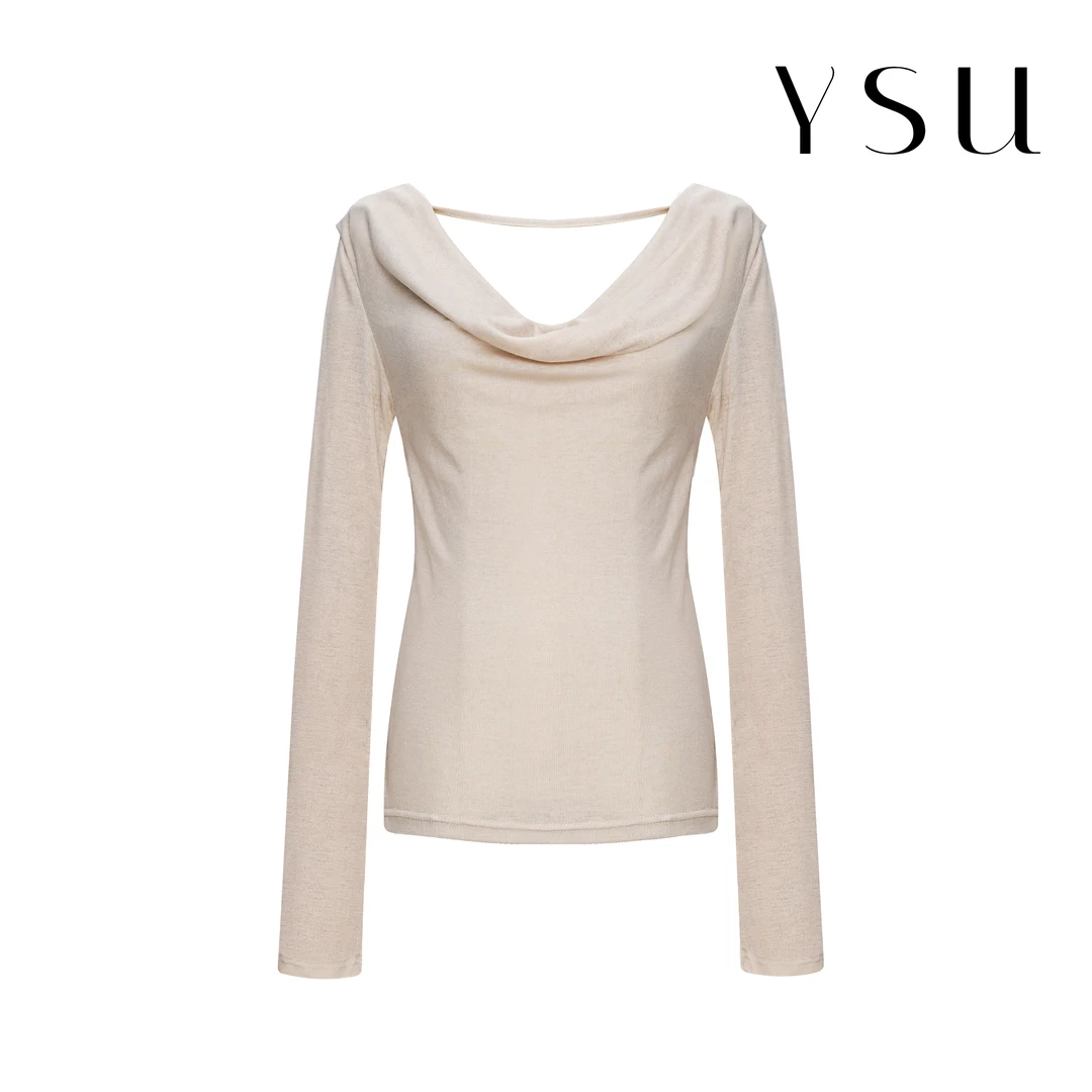 【余书】春夏法式优雅极简百搭修身显瘦荡领长袖打底衫女Y330132