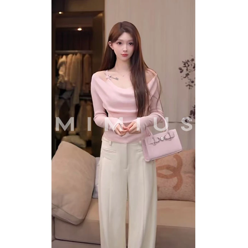 【mimius】P 纯欲风羊毛混纺假两件荡领针织衫 WG10070