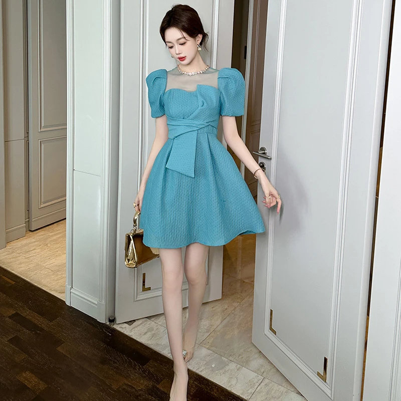 2025年夏季新品气质显瘦收腰设计感名媛时尚小众女装连衣裙30868