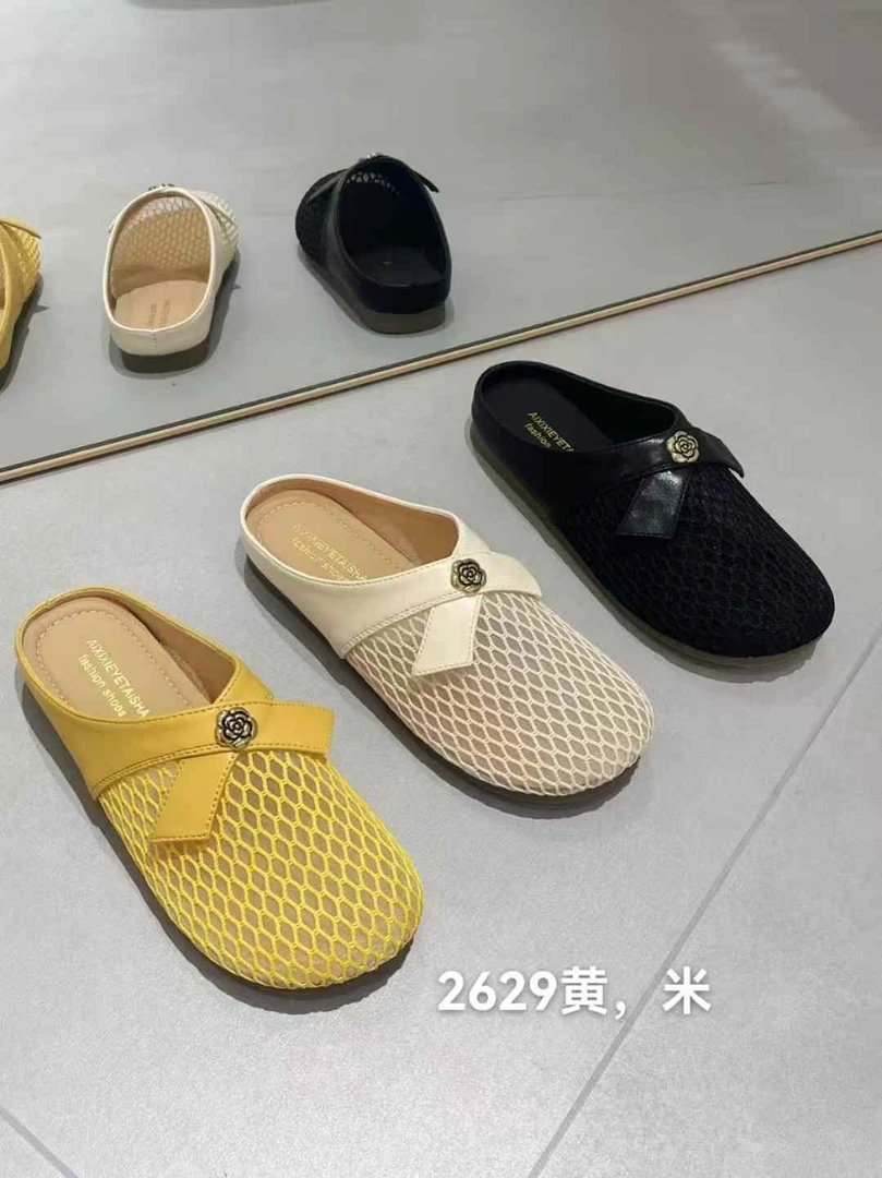 2629日常百搭蝴蝶结平底包头包头拖软底平跟高质感穿搭