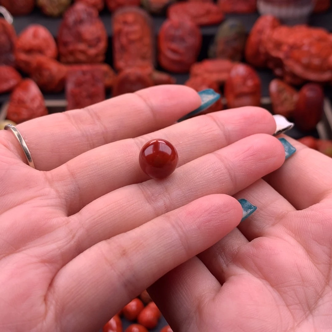南红玛瑙南红川料原矿圆珠11mm未镶嵌