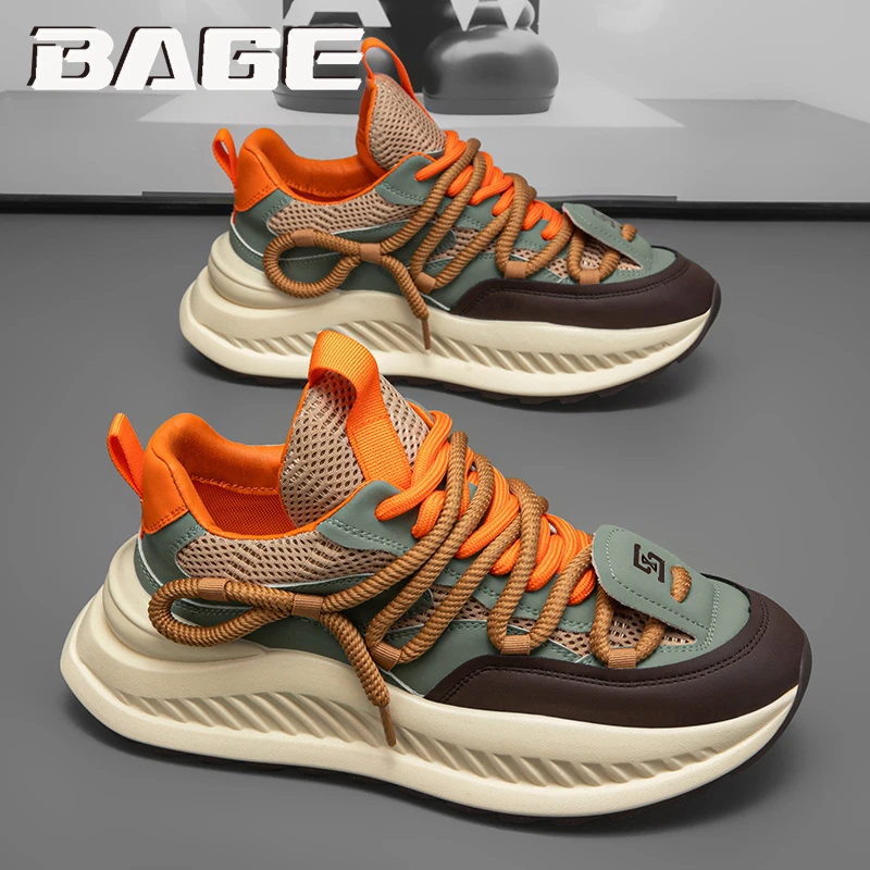 八哥男鞋冬季网面透气潮牌高级感老爹鞋男士休闲百搭增高运动潮鞋