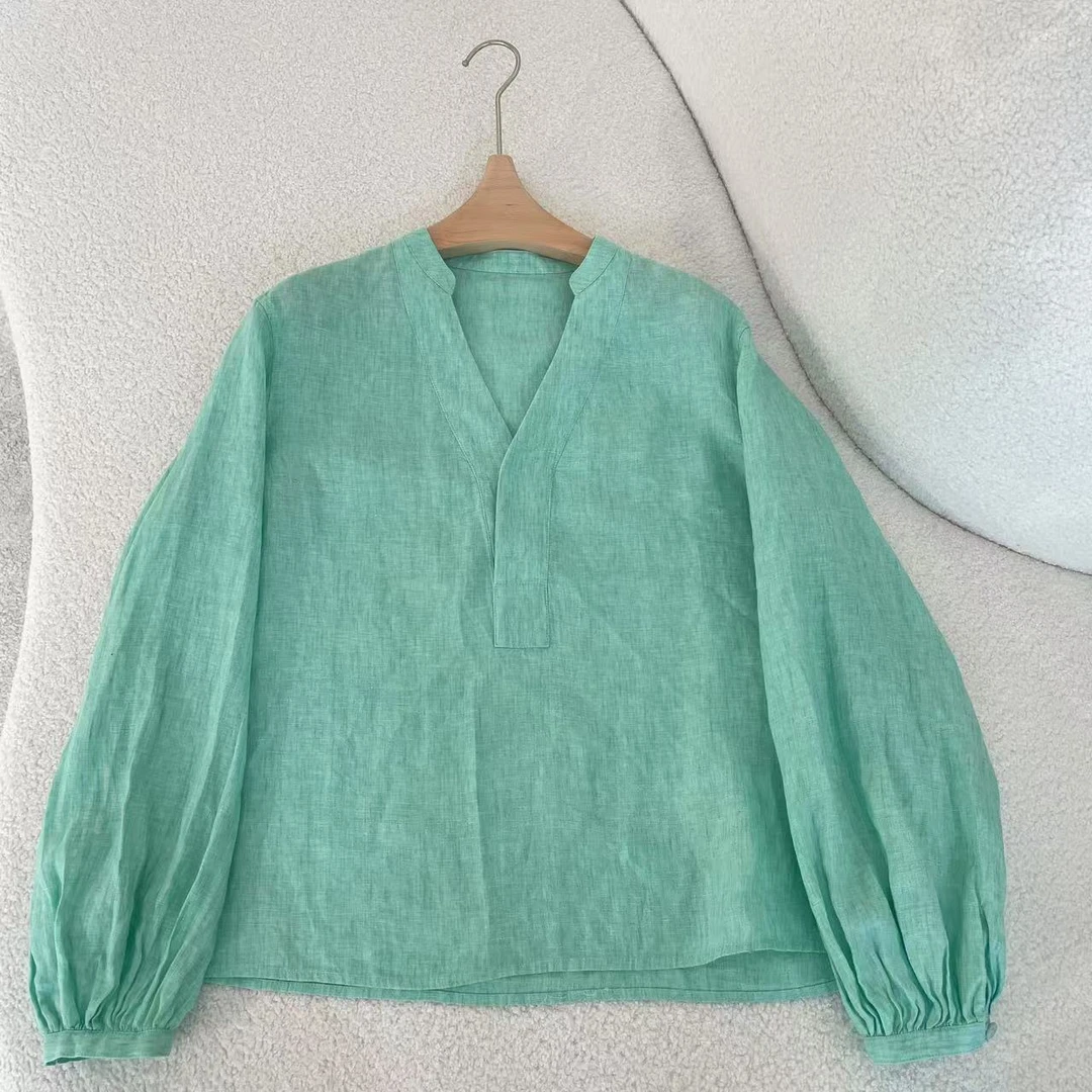 【钱老板专享】V领色织麻上衣YS2501097