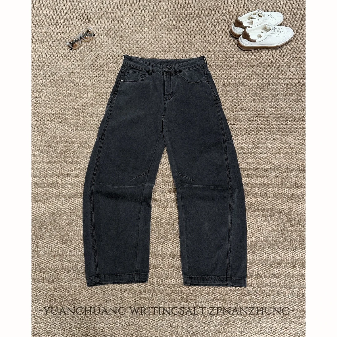 冬季加绒加厚灯芯绒水洗做旧日系复古牛仔长裤37137