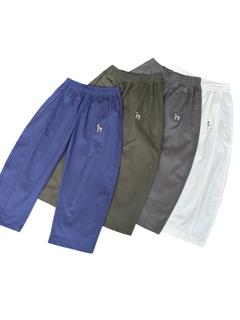 夏季休闲风 纯棉薄长裤宽松弯刀裤吸汗透气凉爽男女宝同款XZ-19