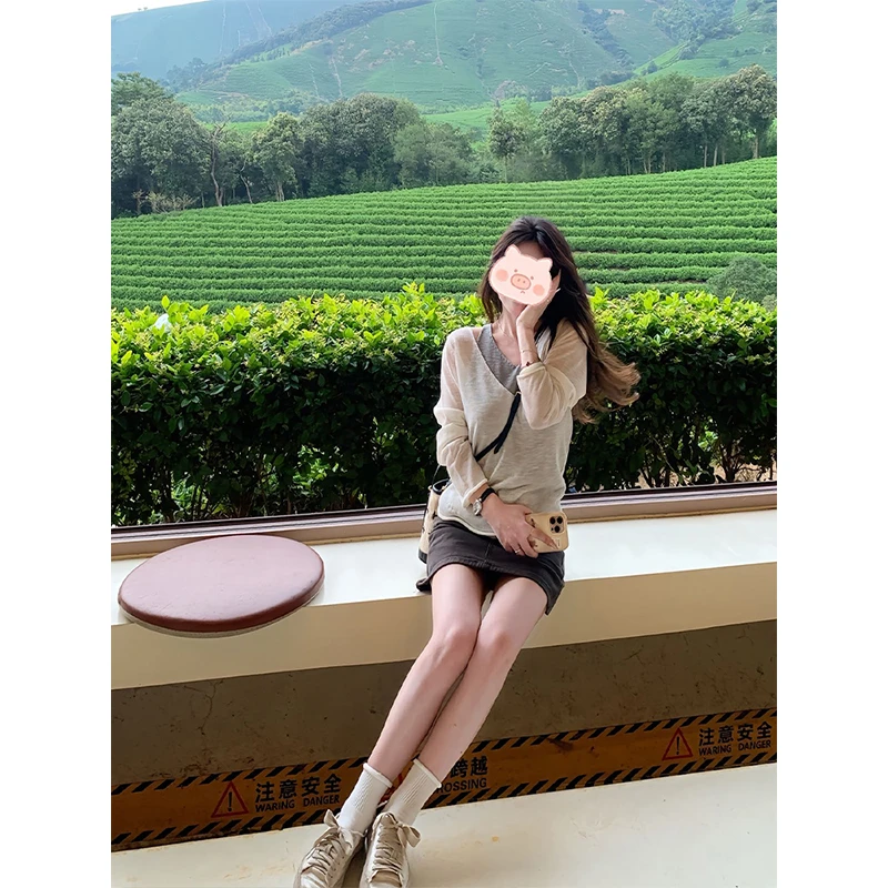 2025年早秋穿搭一整套时尚百搭设计长袖上衣搭配显瘦半身裙两件套