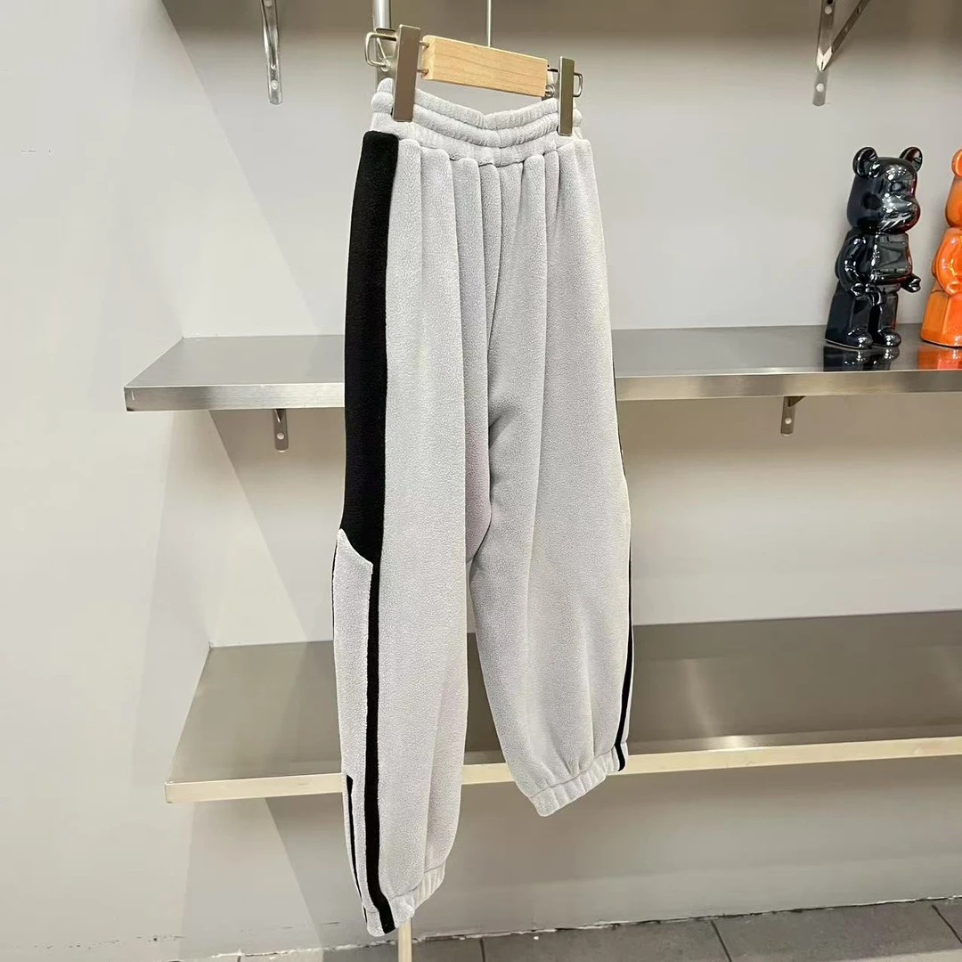 秋冬男童女童加绒针织长裤灰黑色 0406高奢亲子系