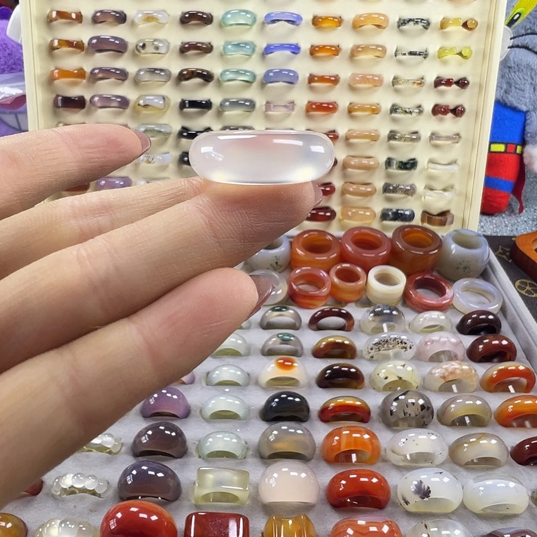 玛瑙/玉髓未镶嵌戒指A8不退换18港17+