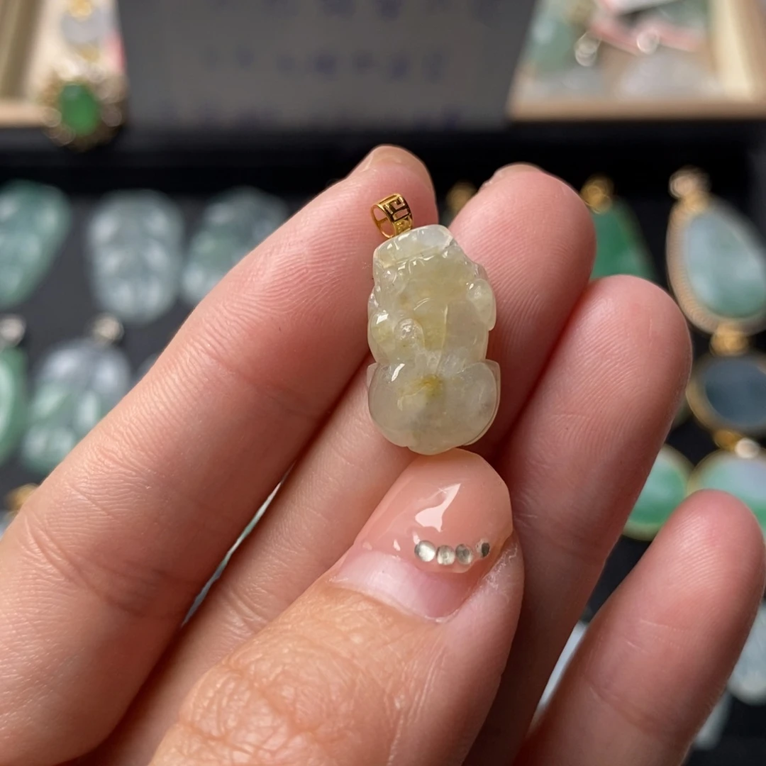 吊坠(不含链)18K金镶嵌翡翠