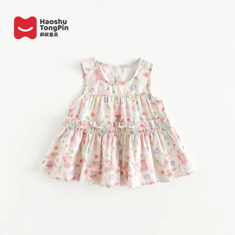 郝叔童品夏季新款高货时尚2025女童洋气韩版娃娃衫背心HR52178