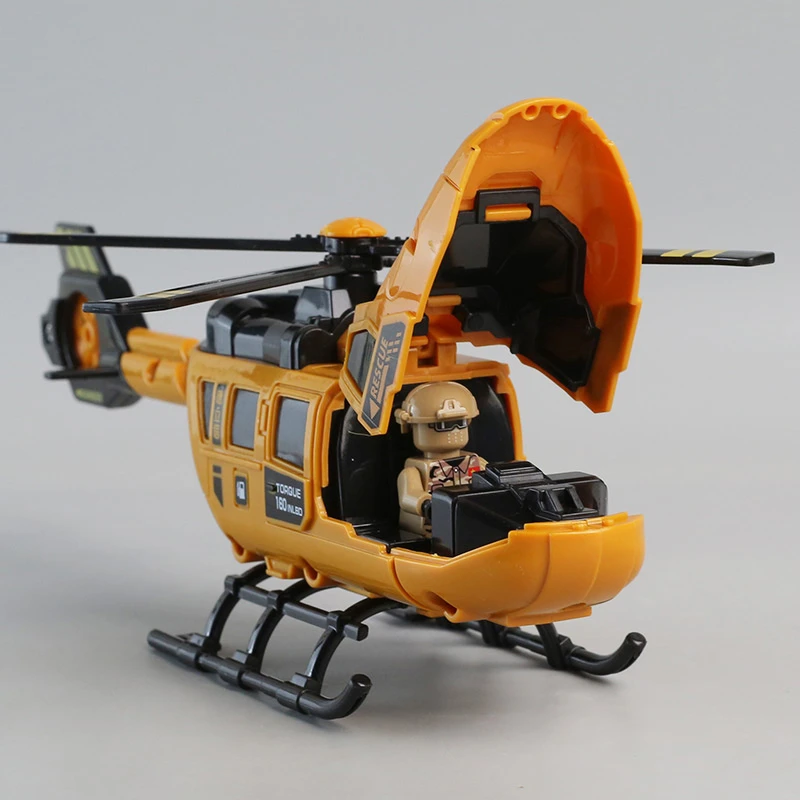 德立信直升机儿童回力旋转玩具模型螺旋桨飞机男孩宝宝开盖驾驶舱