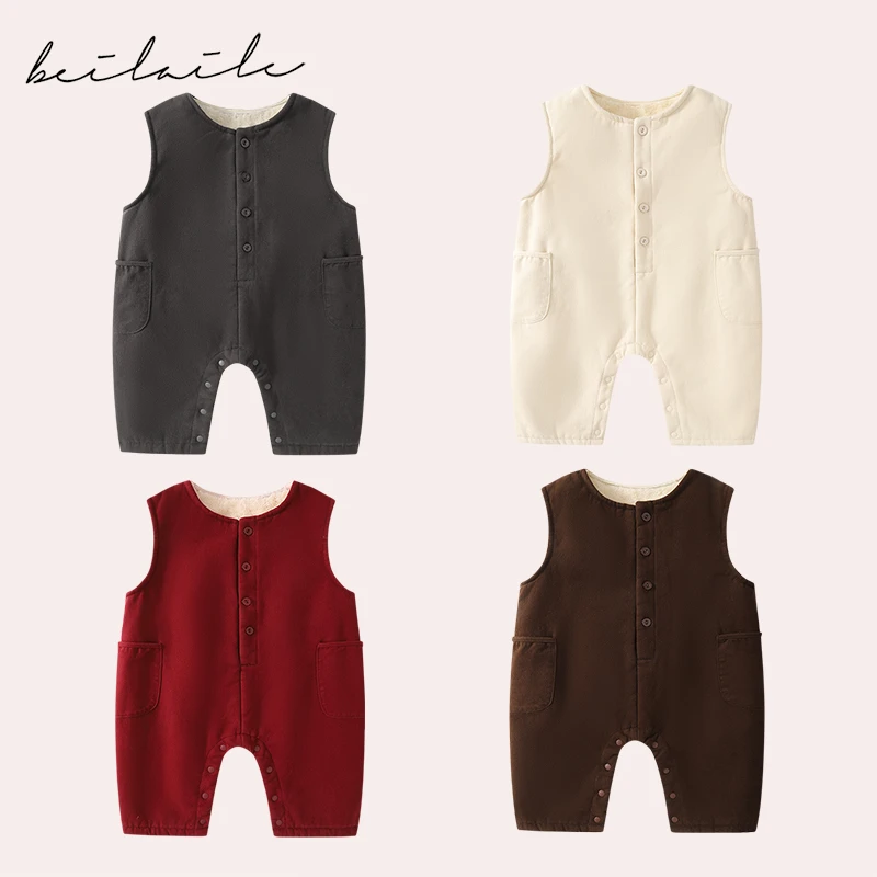 【前开加绒背带裤】婴儿童连体背带裤子衣服宝宝秋装秋季保暖裤K1