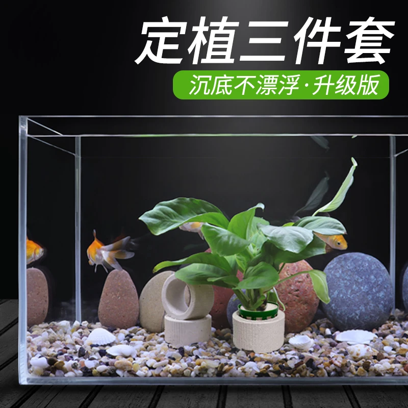 【宠大条】水草固定环定植三件套陶瓷环定植棉装饰定植环鱼缸沉环