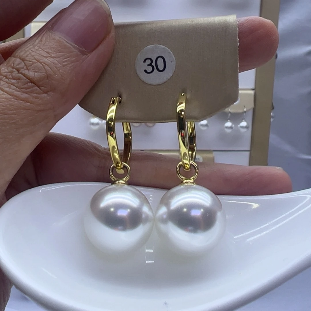 耳饰银S925镶嵌淡水珍珠