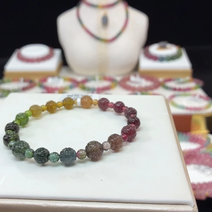 碧玺未镶嵌手链7mm±