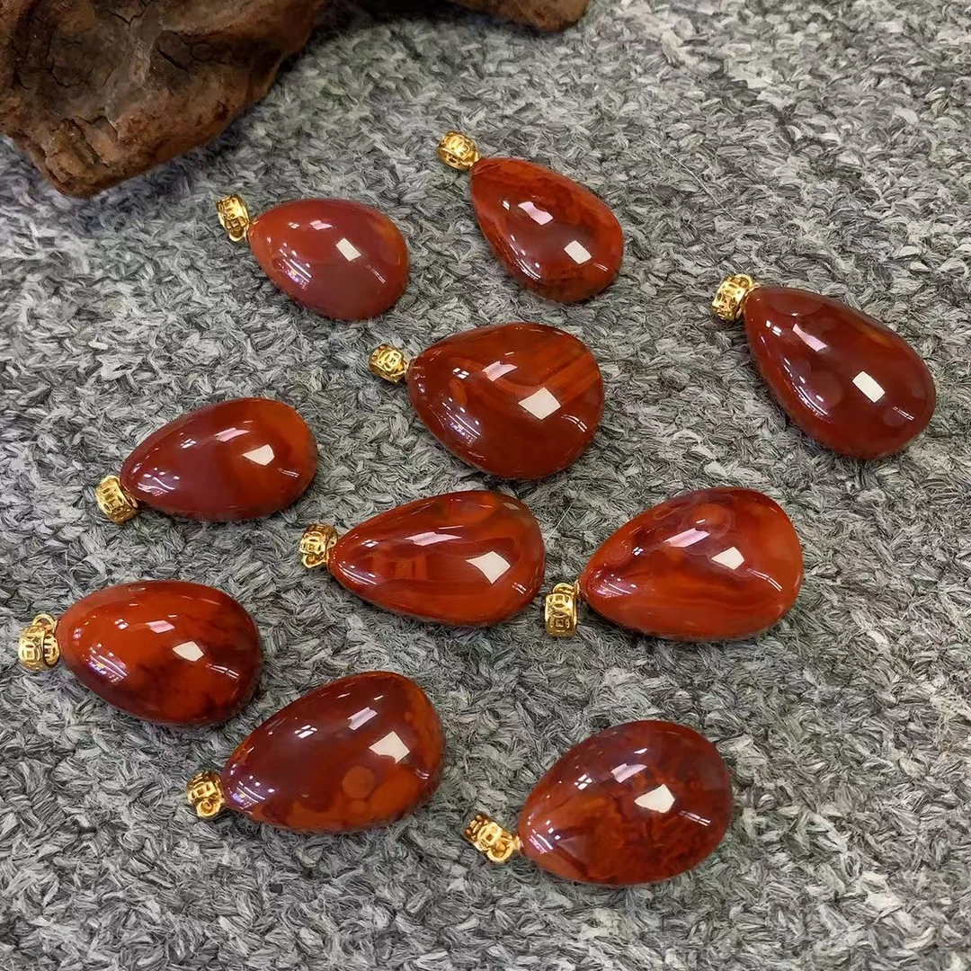 【鼎利源】 南红四川瓦西精美火焰牛血红水滴吊坠（多样式发其一）