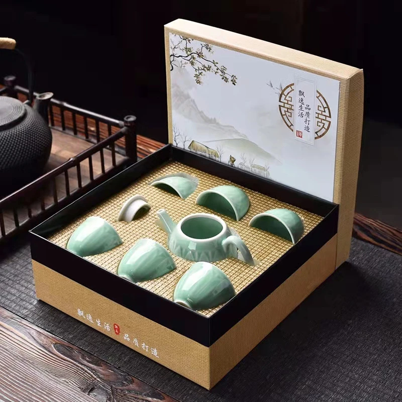 【现货】浅蓝一壶六杯礼盒套装AT103