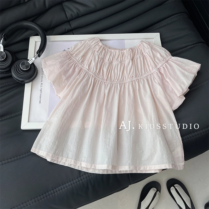 【芝士桃桃】阿卷女童设计感打揽衬衣重工泡泡袖娃娃衫上衣MPG6144