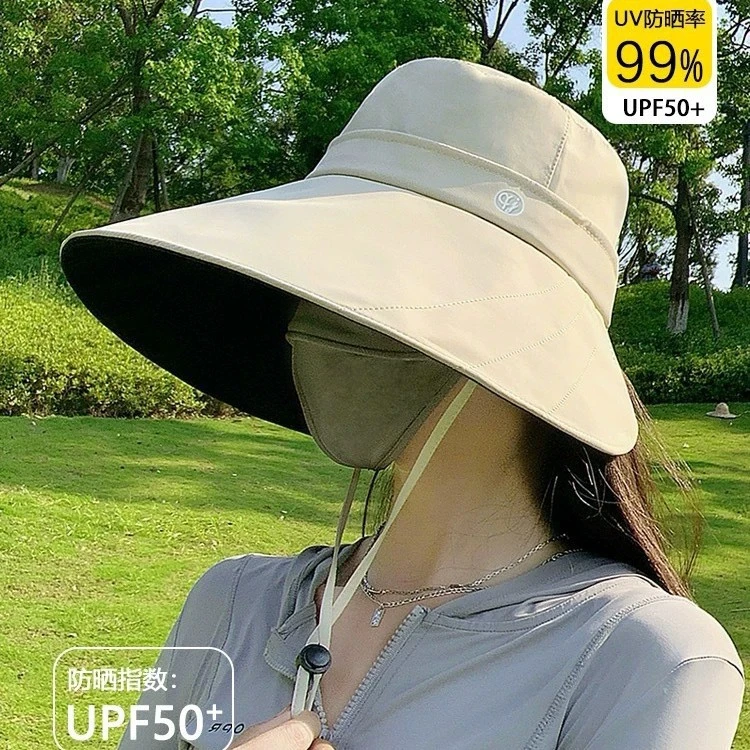 新款夏季黑胶草帽帽子遮阳帽百搭女防紫外线大帽檐防风空顶加大版