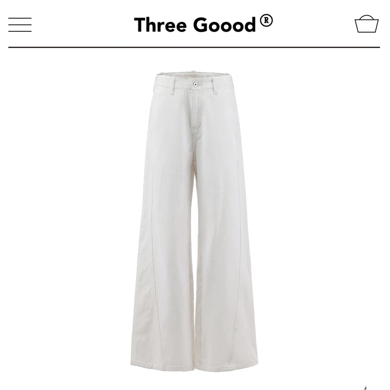 THREEGOOOD/三吉极简主义设计师款蝴蝶结分割微喇牛仔裤SK240266