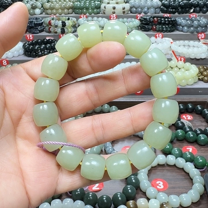 未镶嵌手链和田玉新疆若羌青黄口料直切卡14