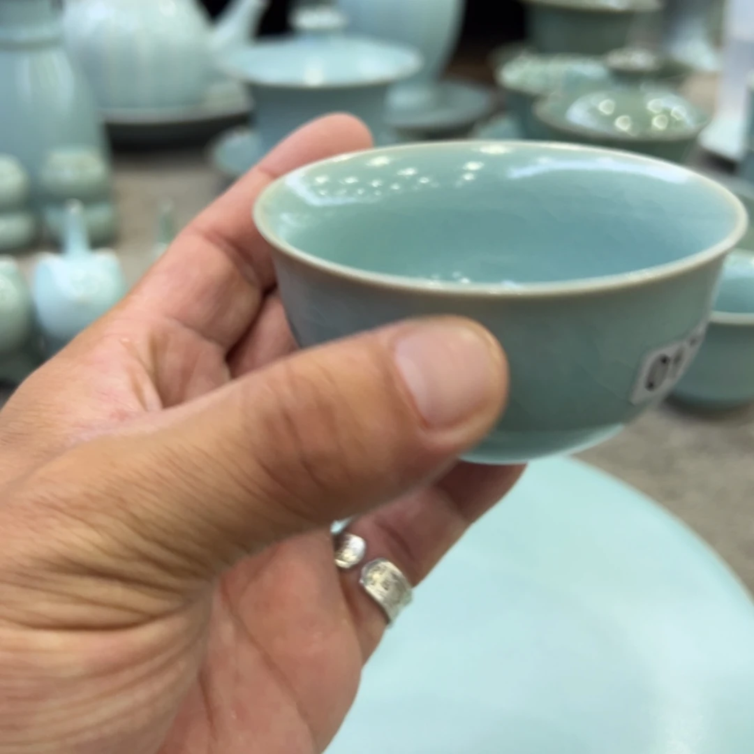瓷片仿古天青鸡缸杯一级017